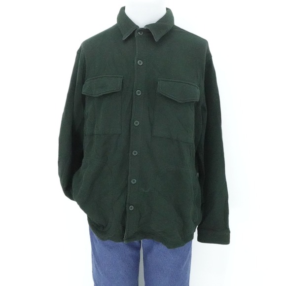 Vince Shirt Mens XL Green Button Front Overshirt Heavyweight Outdoors Casual